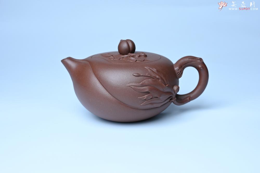 紫砂壶图片：紫砂壶特惠 1993年国工杨军保精致特好紫泥蟠桃壶 - 紫砂壶信息网